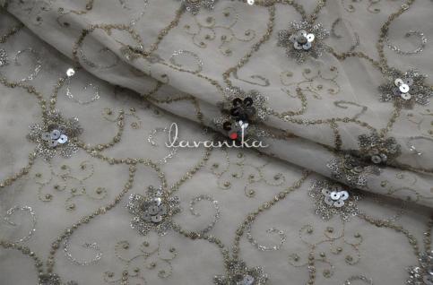 Sequin and Zari work Embroidery on Dyeable Georgette Fabric DnoRK4562RFD